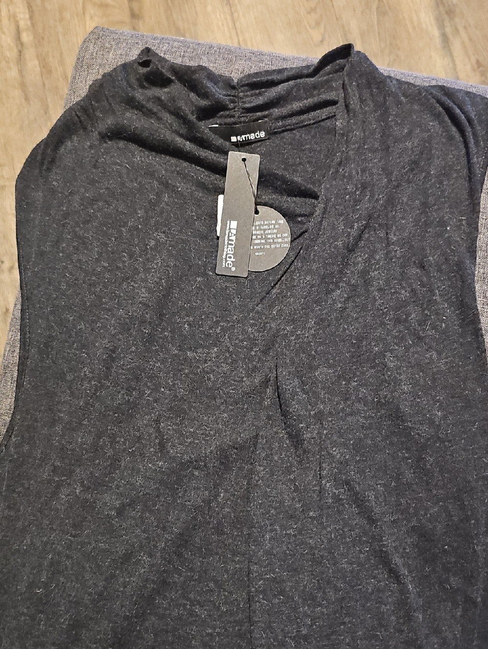 NWT La Made Gray Draped Sleeveless Shirt Large Women Soft Summer Luxury